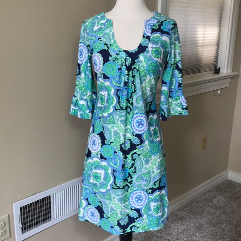 Jude Connally U-neckline Half Sleeve w/Ruffle Cuff Floral Print Dress Size XS